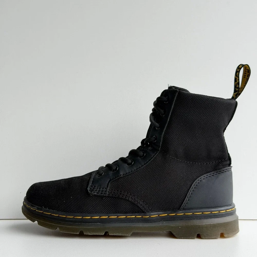 Dr. Martens Combs J Boots Big Kids size 4 Black Combat Nylon Canvas Side Zip